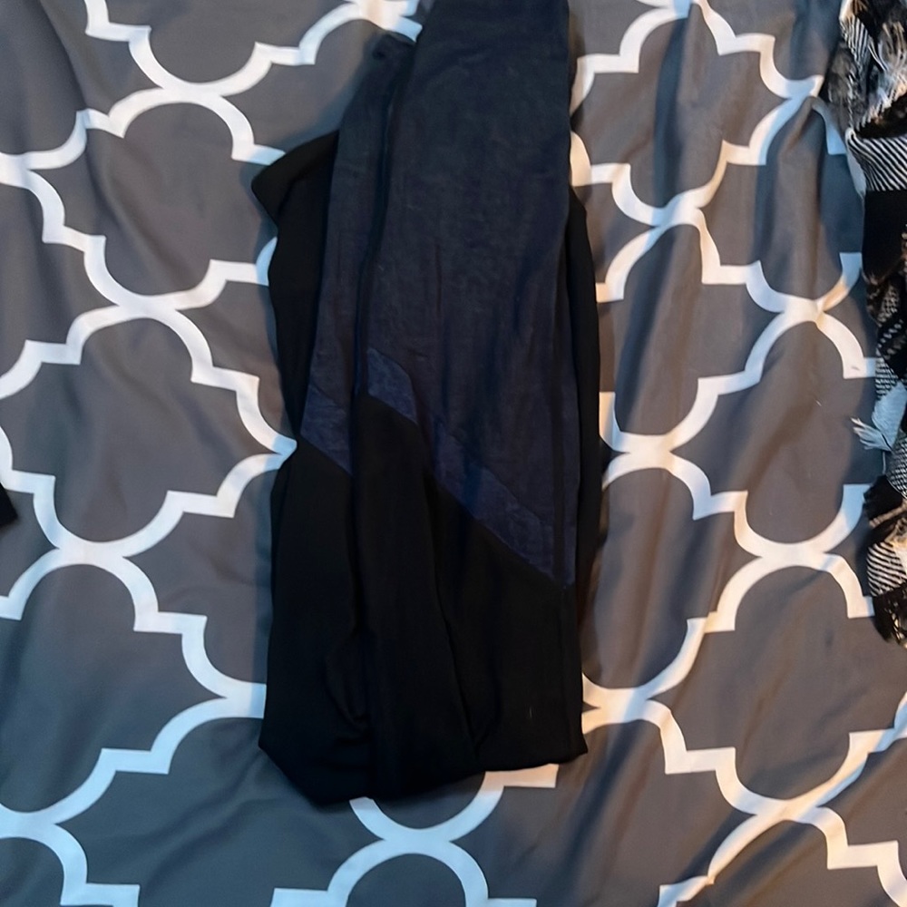 Blue and black leggings